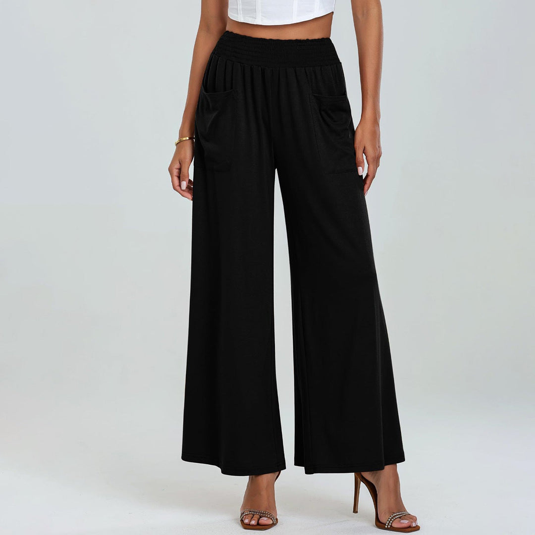 Damen Weit geschnittene Palazzo-Hose mit elastischem Bund und praktischen Taschen