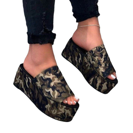 Damen Wedge-Pantoletten mit tierischem Druck und komfortabler Sohle Nord Taschen