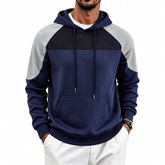 Herren Kapuzenpullover aus French Terry mit Waffelstruktur-Einsätzen und Kängurutasche Nord Taschen