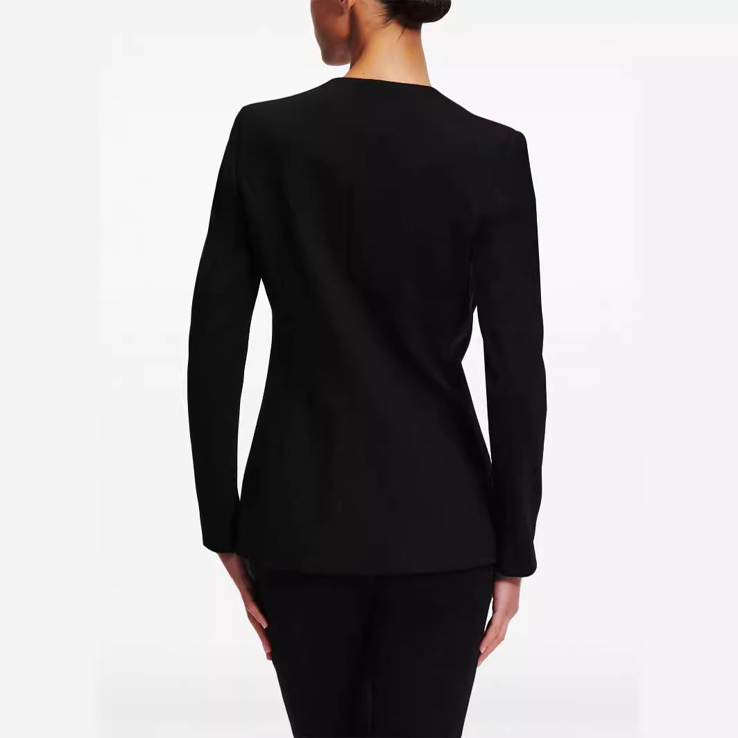 Damen Cape-Ärmel Tailoring-Blazer mit taillierter Silhouette und ausgestellter Hose mit Beinschlitz Nord Taschen