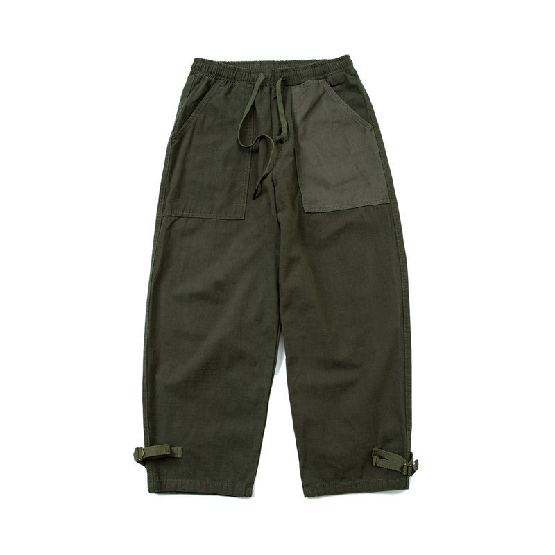 Herren Locker geschnittene Utility-Cargo-Hose mit Kordelbund und verstellbaren Beinriemen Nord Taschen
