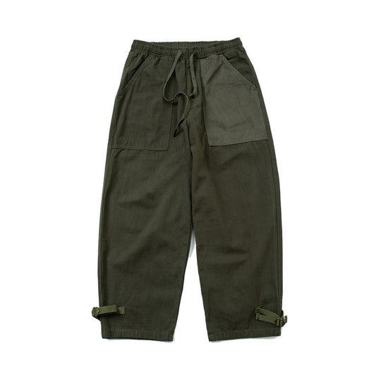 Herren Locker geschnittene Utility-Cargo-Hose mit Kordelbund und verstellbaren Beinriemen Nord Taschen