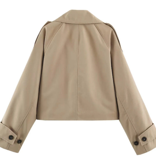 Damen Kurzblouson im Trenchstil mit Boxy‑Silhouette und zweireihiger Knopfleiste Nord Taschen