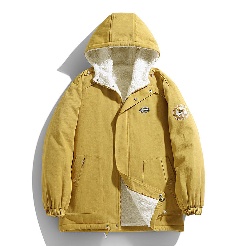 Herren wattierter Canvas‑Parka mit Sherpa‑Fleece‑Futter und Kapuze Nord Taschen
