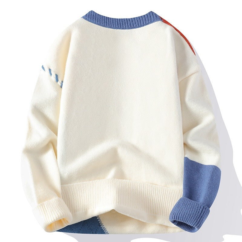 Unisex Patchwork-Strickpullover mit Zopfmuster-Applikationen und Rippabschlüssen Nord Taschen