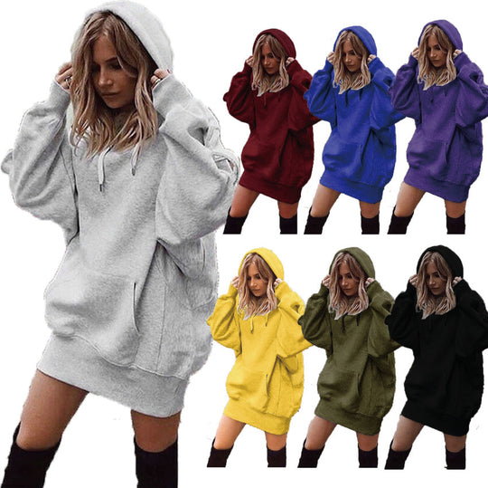 Damen Oversize Kapuzenkleid mit Kängurutasche Nord Taschen
