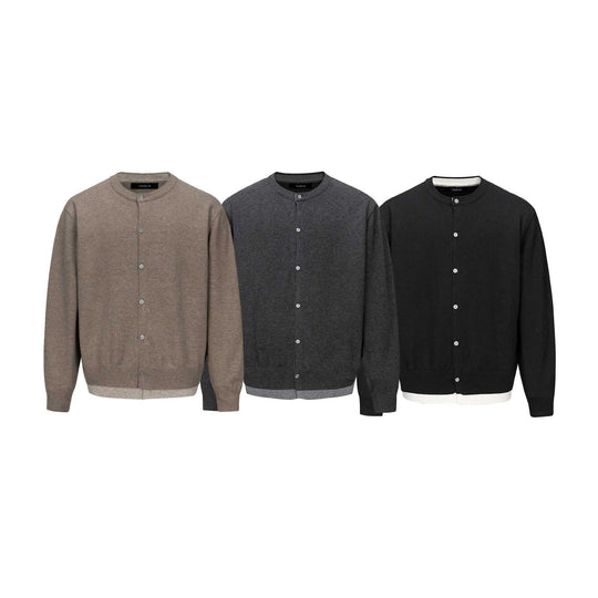 Herren Feinstrick-Cardigan mit Rundhals, durchgehender Knopfleiste und geripptem Saum Nord Taschen