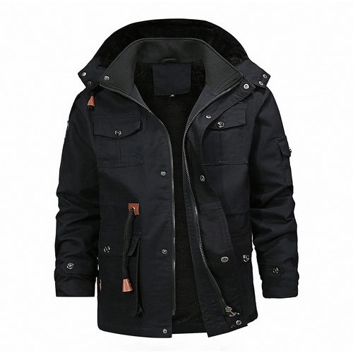 Herren Gefütterte Winterparka mit Teddy-Fleece-Innenfutter, Kapuze und Multifunktionstaschen Nord Taschen