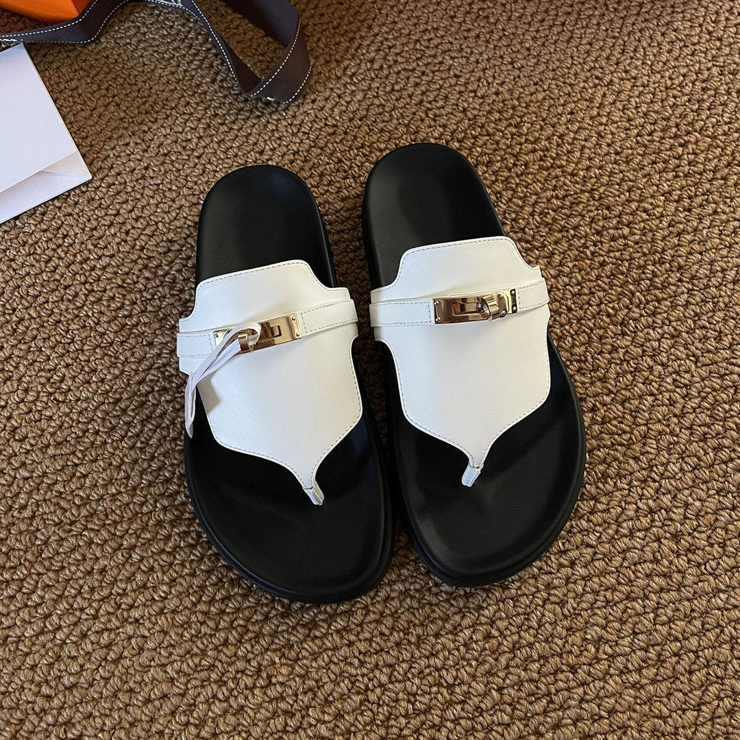 Damen elegante Zehentrenner-Sandalen mit luxuriösem Riemendesign und Komfortfußbett