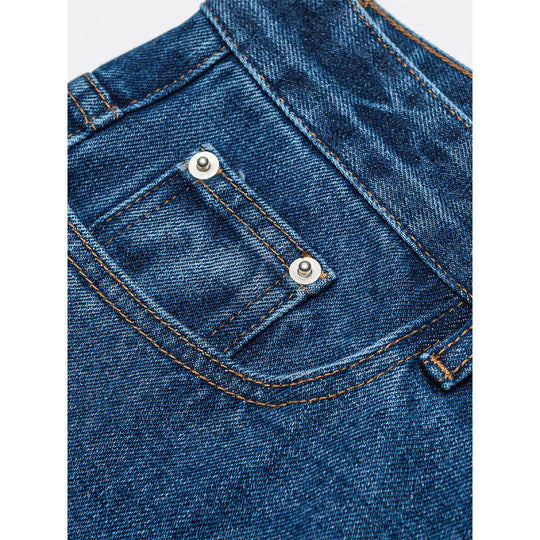 Damen Weite Denim-Jeans mit hoher Taille, geradem Bein und Fünf-Taschen-Design Nord Taschen
