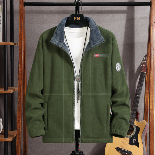 Herren Warme Fleecejacke mit Teddykragen, durchgehendem Reißverschluss und Utility-Taschen Nord Taschen