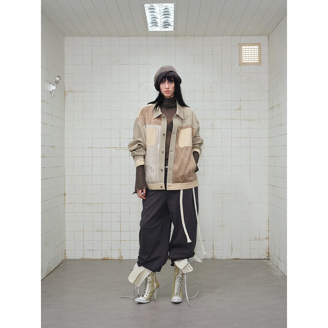 Herren Patchwork-Canvas-Blousonjacke im Vintage-Look mit Kontrasttaschen und Paisley-Futter Nord Taschen