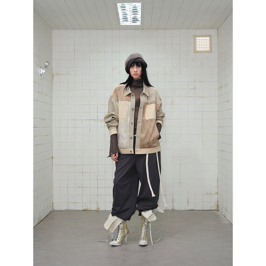Herren Patchwork-Canvas-Blousonjacke im Vintage-Look mit Kontrasttaschen und Paisley-Futter Nord Taschen