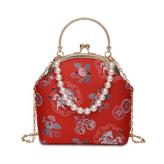 Damen elegante Umhängetasche im Vintage-Stil mit Perlenverzierung Nord Taschen