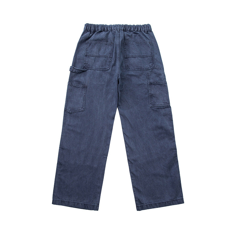 Herren Weite Utility-Denimhose mit Tunnelzugbund und aufgesetzten Taschen Nord Taschen