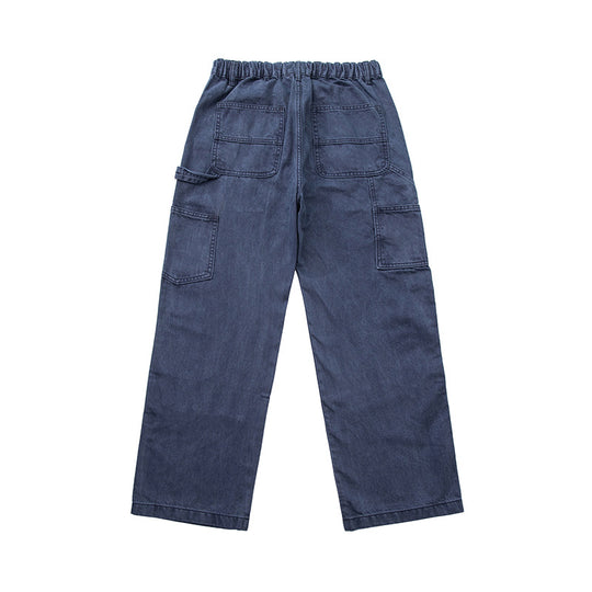 Herren Weite Utility-Denimhose mit Tunnelzugbund und aufgesetzten Taschen Nord Taschen
