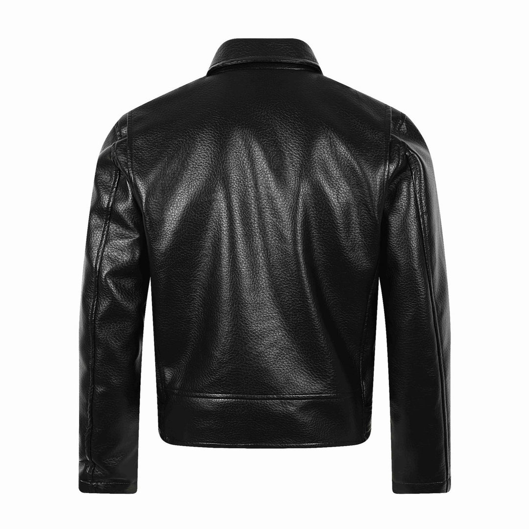 Herren Asymmetrische Bikerjacke aus Kunstleder mit Nietenbund und mehrfachen Reißverschlüssen Nord Taschen