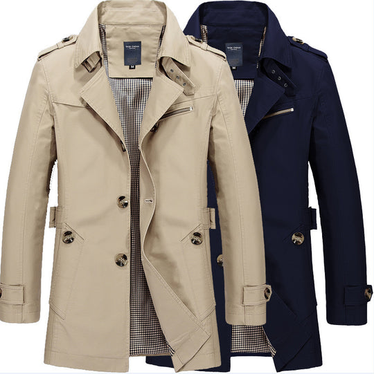 Herren Elegante Trenchcoat Jacke mit doppelter Knopfleiste Nord Taschen