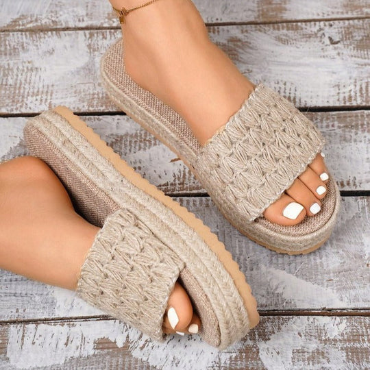 Damen trendige Plateausandalen mit geflochtenem Riemendesign Nord Taschen