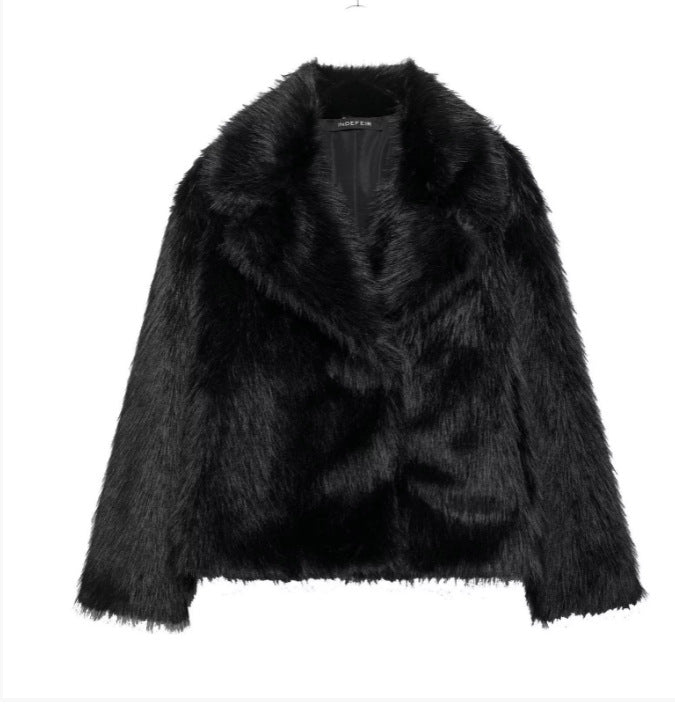 Damen 100+ kurze Kunstfelljacke mit Reverskragen, weichem Teddyfell und verdeckter Druckknopfleiste Nord Taschen