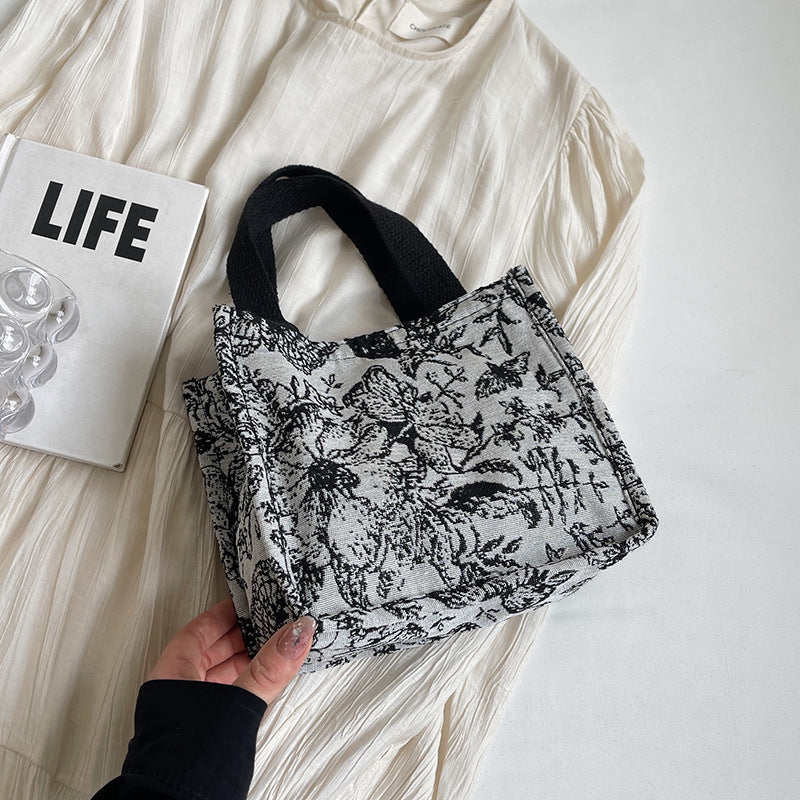 Damen Jute-Handtasche mit floralem Design Nord Taschen