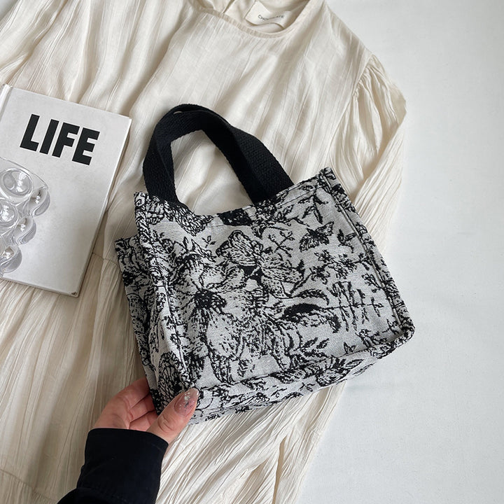 Damen Jute-Handtasche mit floralem Design Nord Taschen