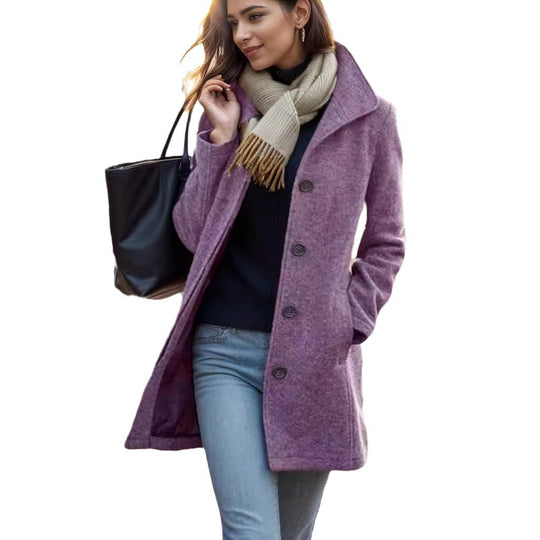 Damen Kurzmantel aus Velourslederimitat mit Hemdkragen, Knopfleiste und seitlichen Eingrifftaschen Nord Taschen