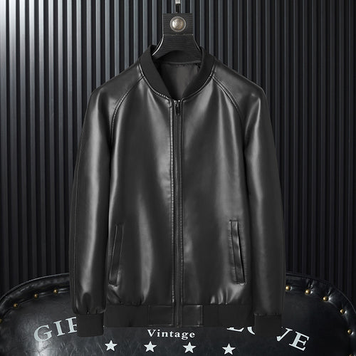 Herren schlanker Kunstleder-Bomber im minimalistischen Aviator‑Look mit geripptem Saum Nord Taschen