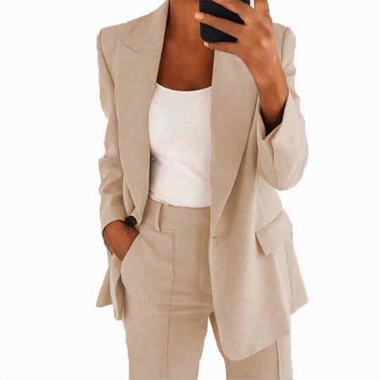 Damen Zweiteiliger Business-Hosenanzug mit Oversize-Blazer und Hochtaillierter Bügelfaltenhose Nord Taschen