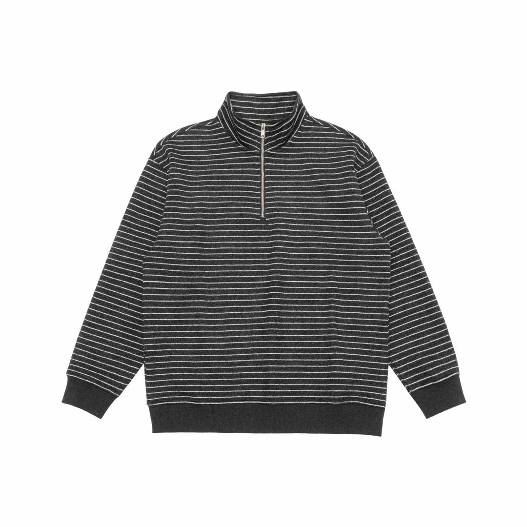 Herren Feinstrick-Halbzip-Pullover mit Stehkragen und feinen Streifen Nord Taschen
