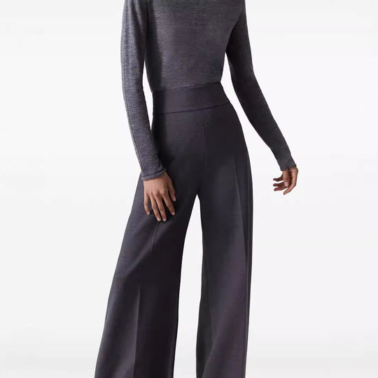 Damen High‑Waist ultraweite Palazzo‑Hose mit Bügelfalte und Bodensaum Nord Taschen