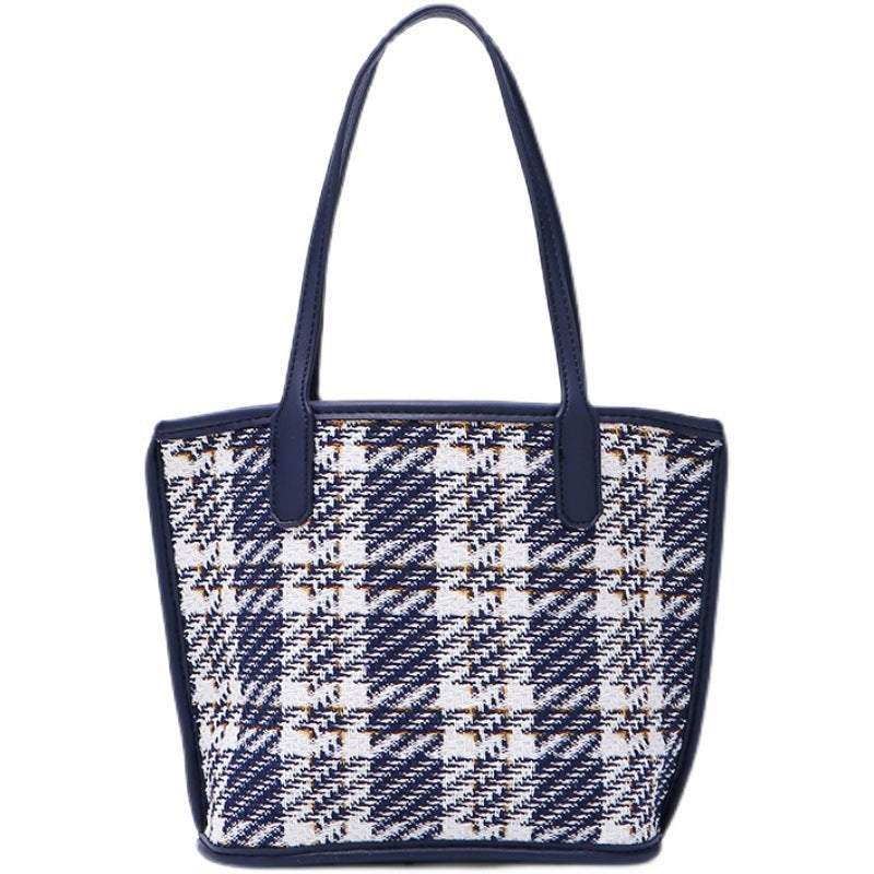 Damen Tragetasche mit modischem Karo-Design und robusten Ledergriffen Nord Taschen