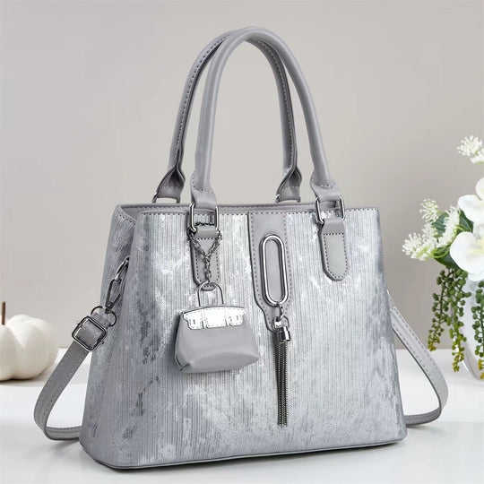 Damen elegante Handtasche mit strukturiertem Obermaterial und abnehmbarem Mini-Portemonnaie Nord Taschen