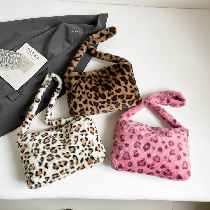 Damen modische Umhängetasche aus hochwertigem Kunstfell mit Leopardenmuster Nord Taschen