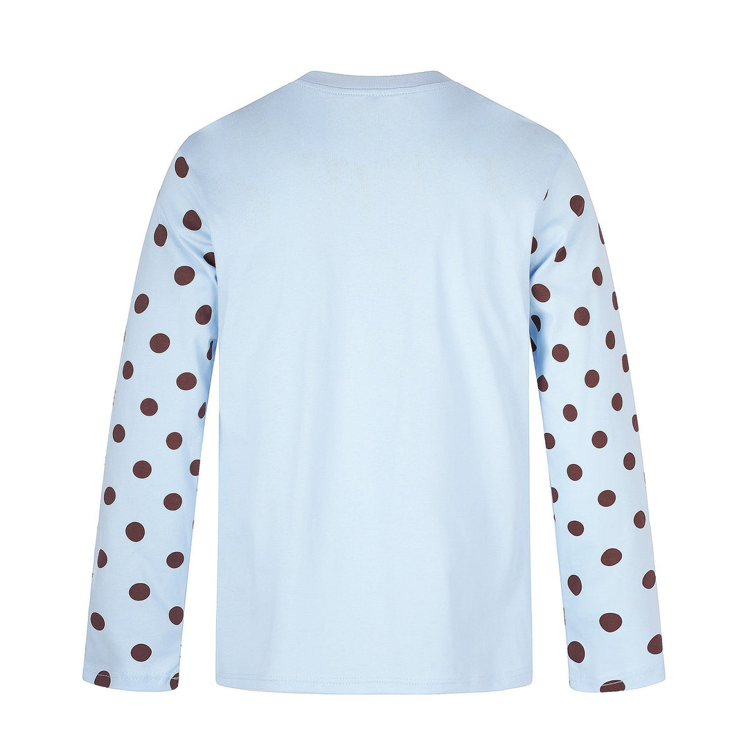 Damen Langärmliges Statement-Shirt mit Polka‑Dot-Ärmeln und Zahlendruck Nord Taschen