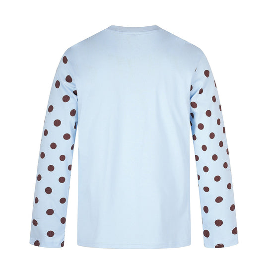 Damen Langärmliges Statement-Shirt mit Polka‑Dot-Ärmeln und Zahlendruck Nord Taschen