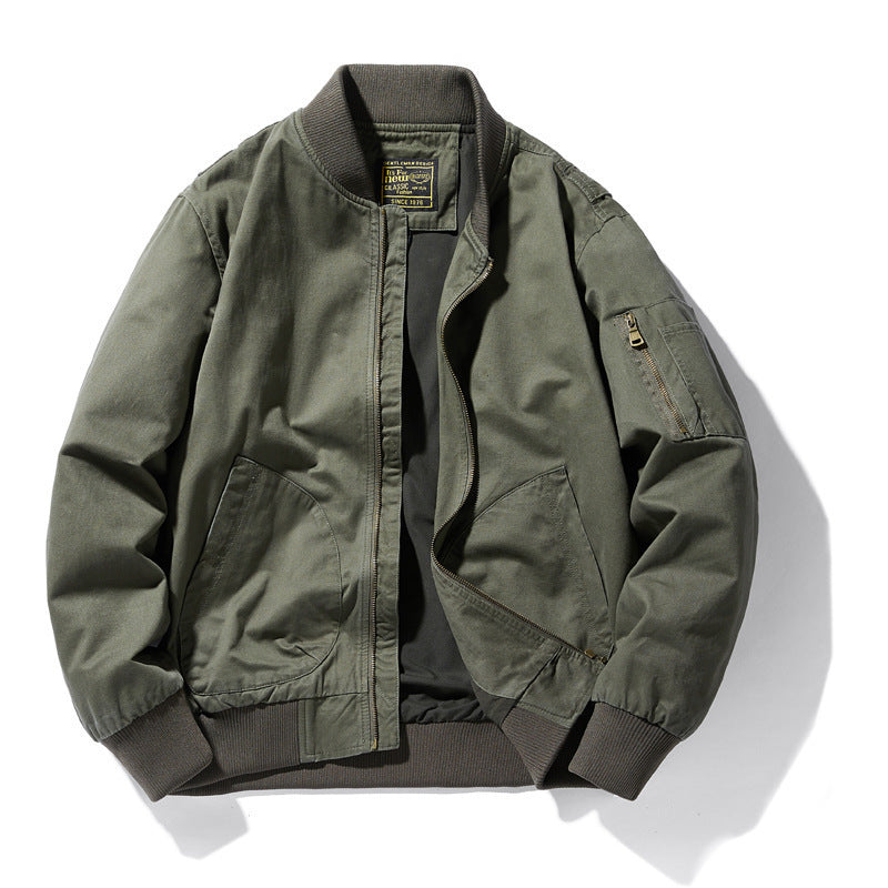 Herren leichter Canvas-Bomber im Utility-Fieldstil mit Ärmeltasche und gerippten Bündchen Nord Taschen