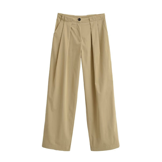 Damen Weite High Waist Hose mit Bundfalten, Bügelfalte und Eingrifftaschen Nord Taschen