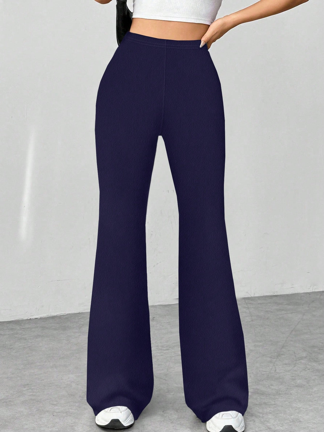 Damen Stretch-Schlaghose mit hoher Taille und weitem Bein Nord Taschen