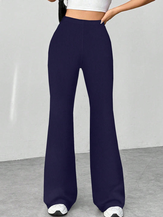 Damen Stretch-Schlaghose mit hoher Taille und weitem Bein Nord Taschen
