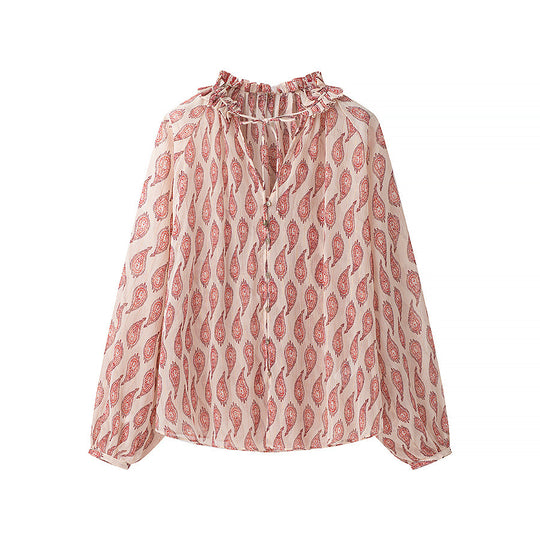 Damen Chiffonbluse mit Volantkragen und Paisley‑Print Nord Taschen