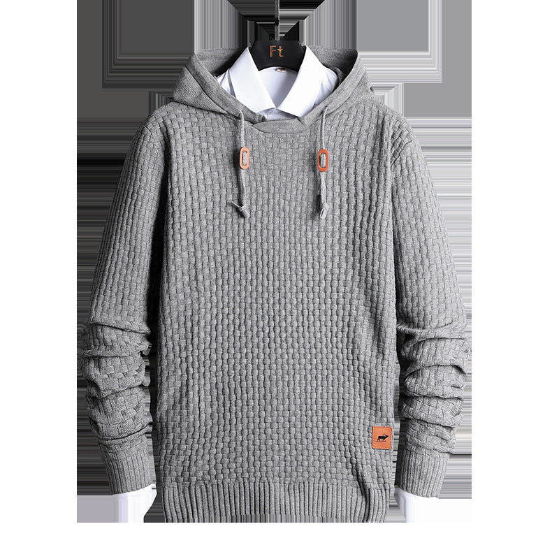 Herren Strukturiertes Kapuzenstrick-Pullover mit Reliefstruktur Nord Taschen