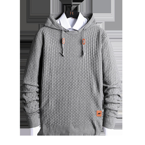 Herren Strukturiertes Kapuzenstrick-Pullover mit Reliefstruktur Nord Taschen