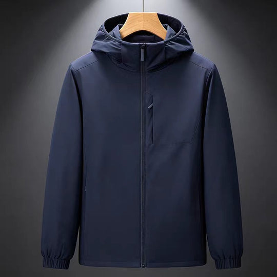 Herren Leichte wasserdichte Softshell-Regenjacke mit Kapuze und versteckter Brusttasche Nord Taschen