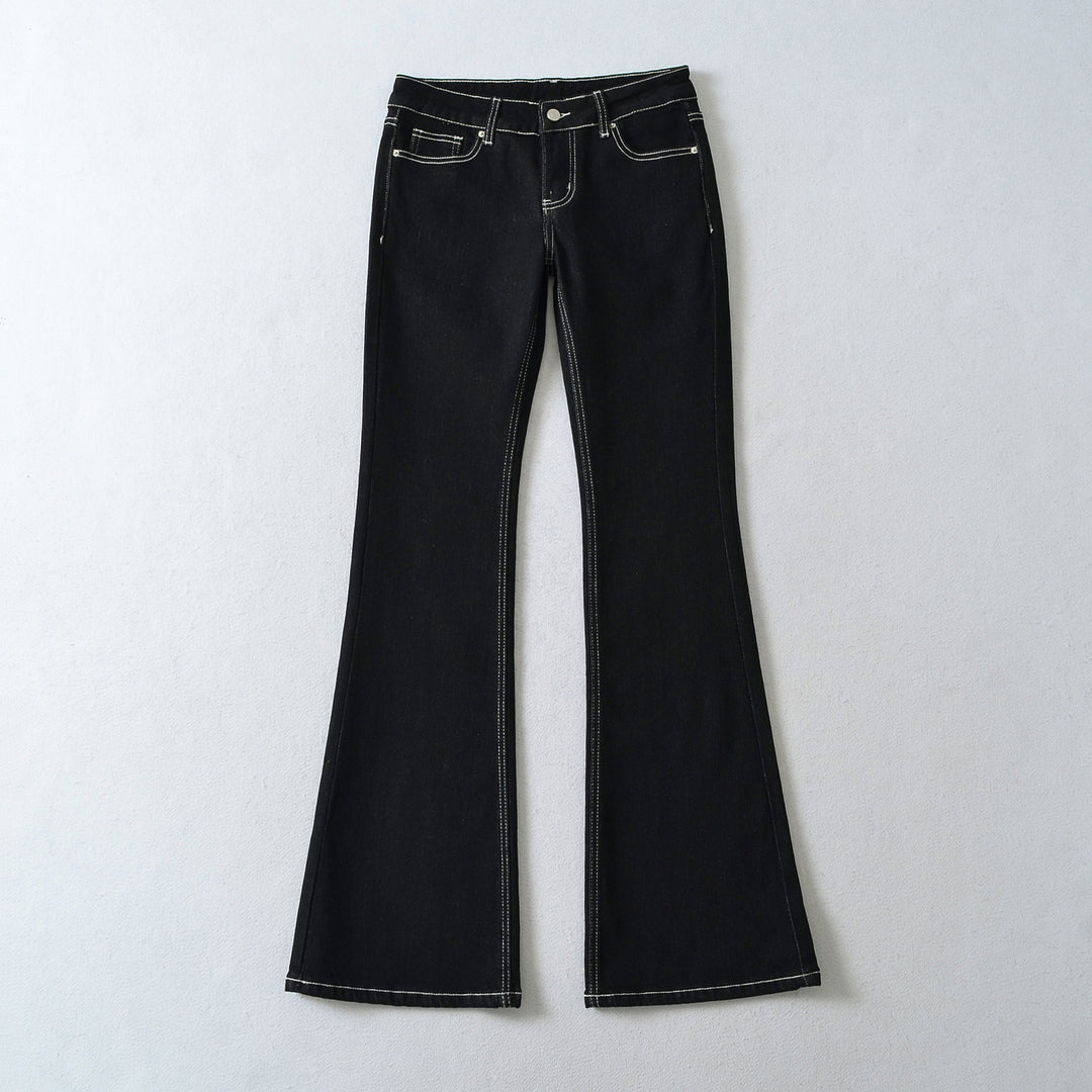 Damen Flared-Jeans mit dekorativer Mittelnaht und Kontrastnähten Nord Taschen
