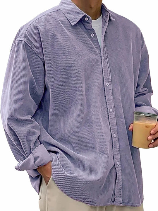 Herren lässiges Cordhemd aus Feincord mit Oversize-Schnitt