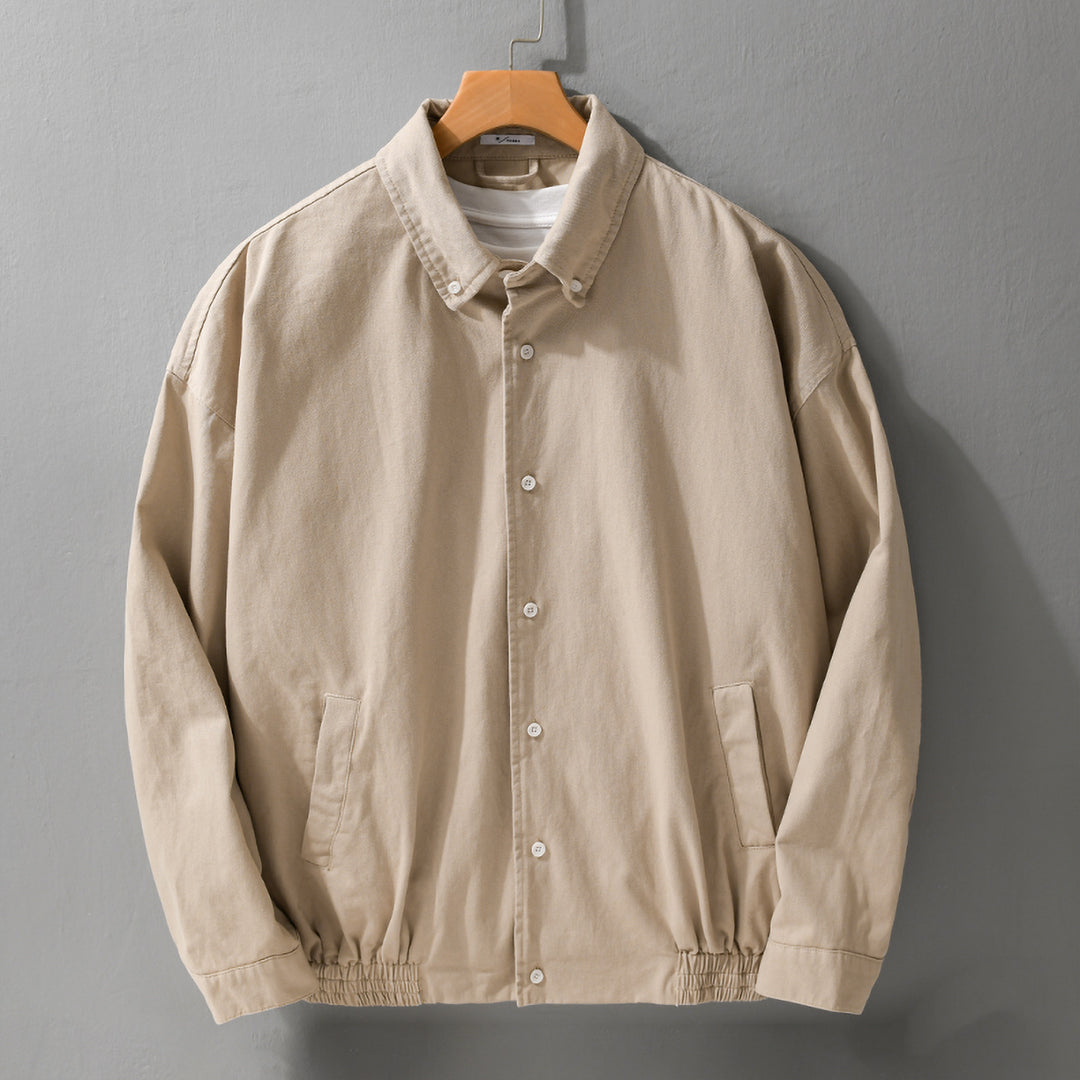 Herren Leichte Baumwoll-Utility-Jacke mit Knopfleiste und elastischem Saum Nord Taschen