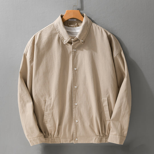 Herren Leichte Baumwoll-Utility-Jacke mit Knopfleiste und elastischem Saum Nord Taschen