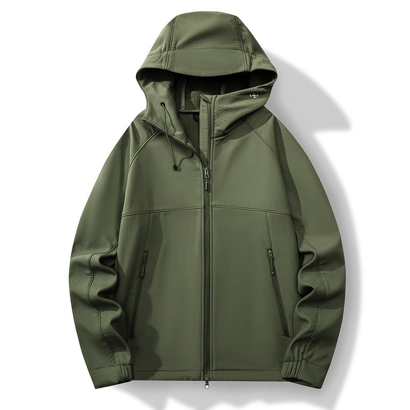 Herren Atmungsaktive Softshell-Hybridjacke mit Kapuze, Fleece-Innenfutter und Zwei-Wege-Reißverschluss Nord Taschen