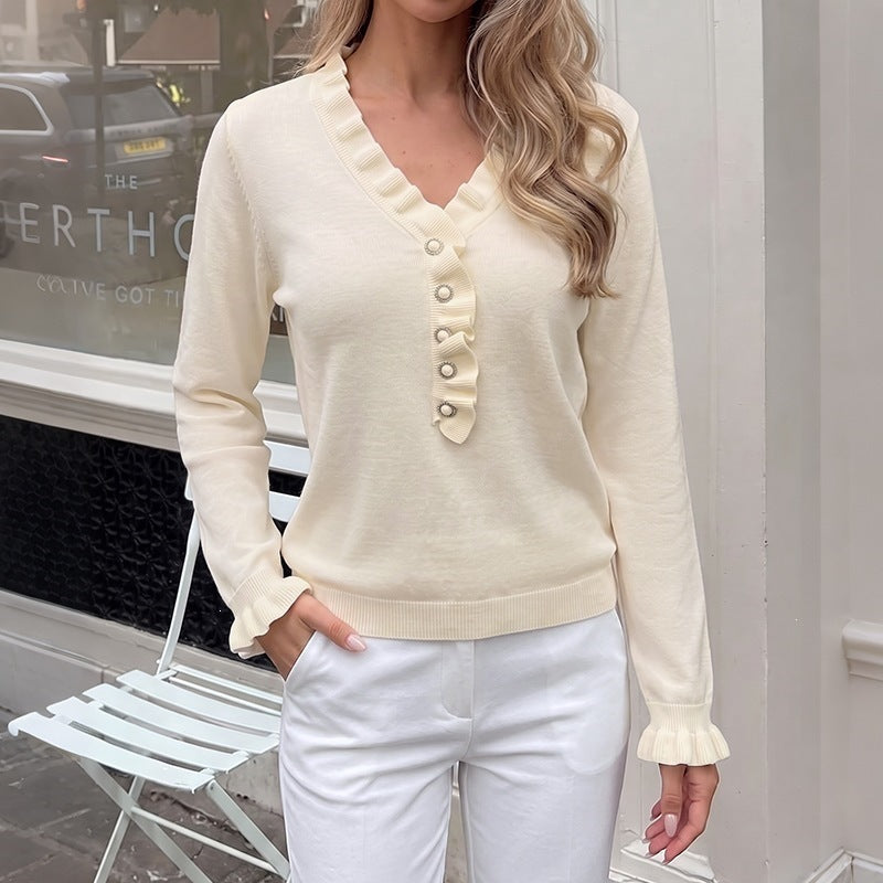 Damen Eleganter Pullover mit Rüschendetails Nord Taschen